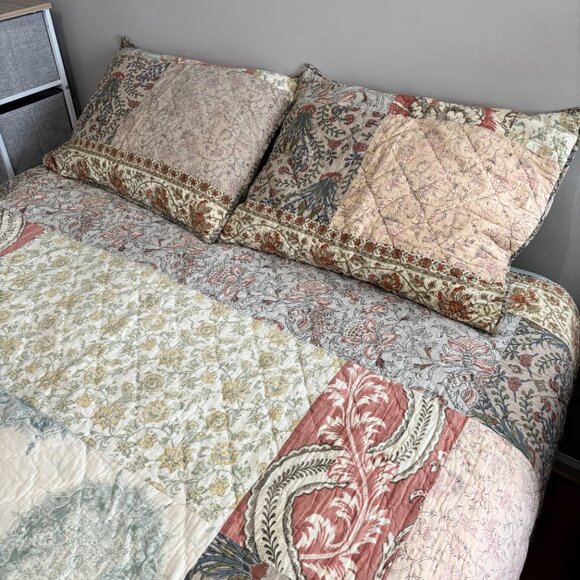 POTTERY BARN Stella Kalamkari Reversible Queen Patchwork Quilt & Shams VERY RARE - Picture 13 of 13